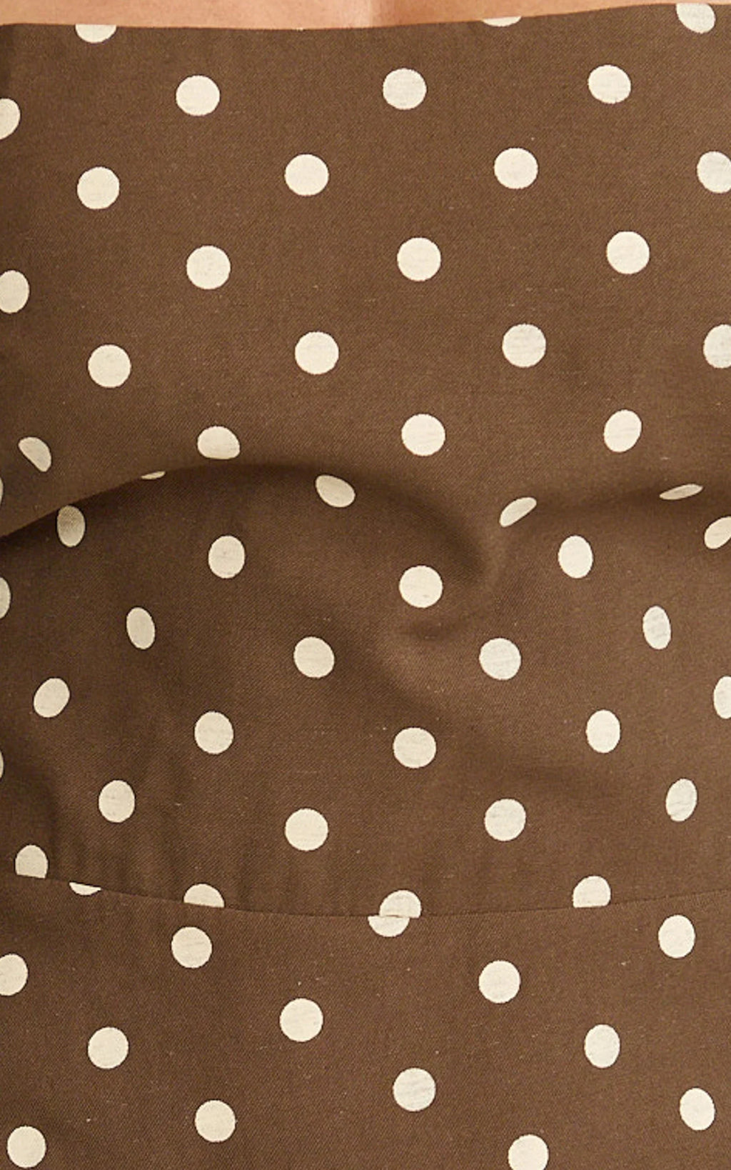Leighton Maxi Dress - Cross Over Spaghetti Straps Square Neck A Line Dress in Choc/Cream Polka Dot