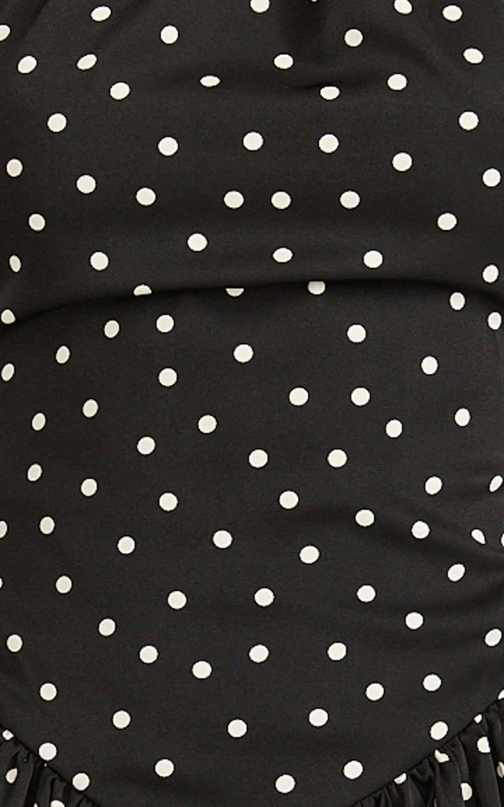 Ruby Mini Dress - Halter Neck Tie Drop V Waist  Gathered Dress in Black Polka Dot Print
