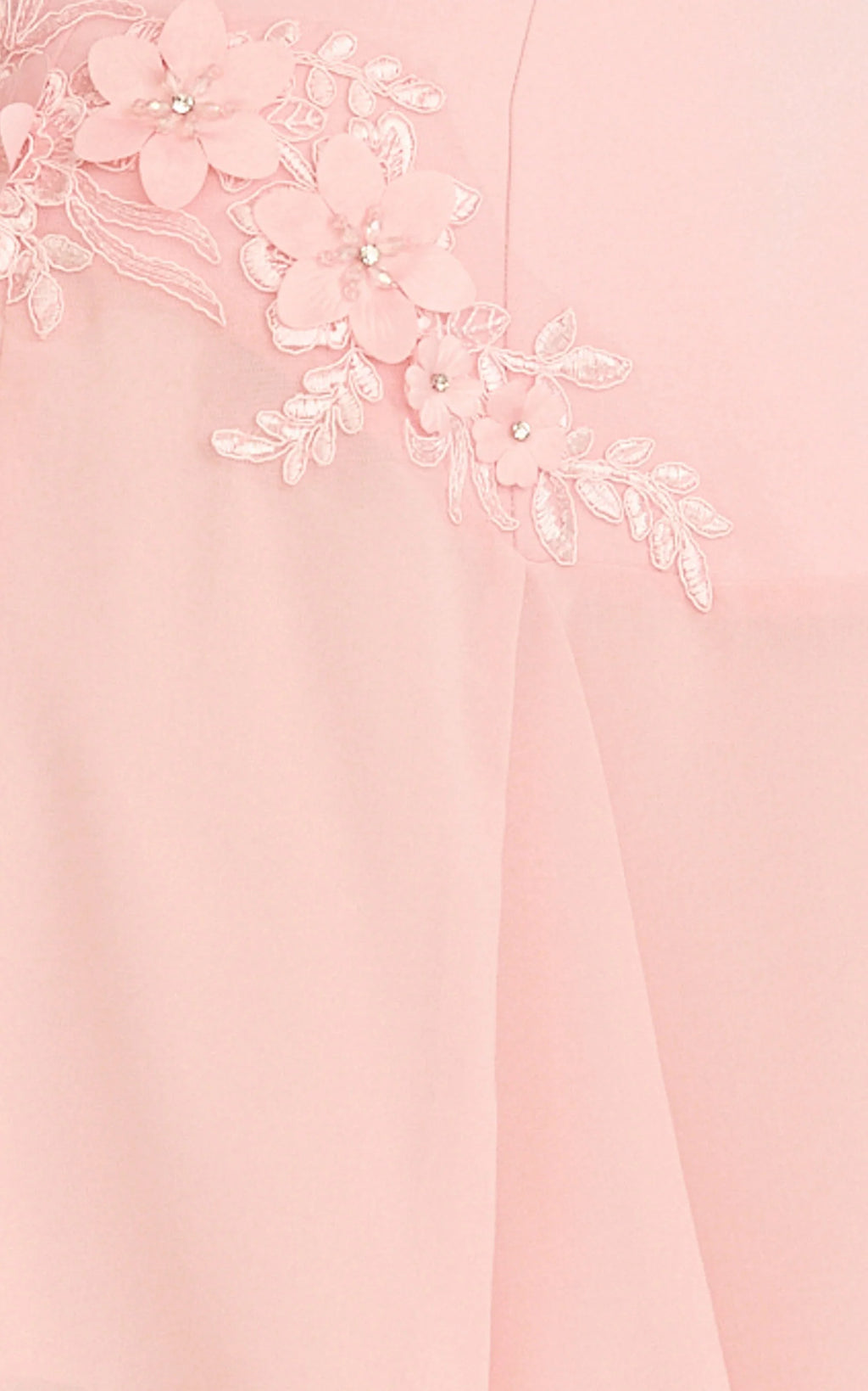 Penny Mini Dress - Strapless Corset Bodice Floral Embellished Godet Dress in Soft Pink