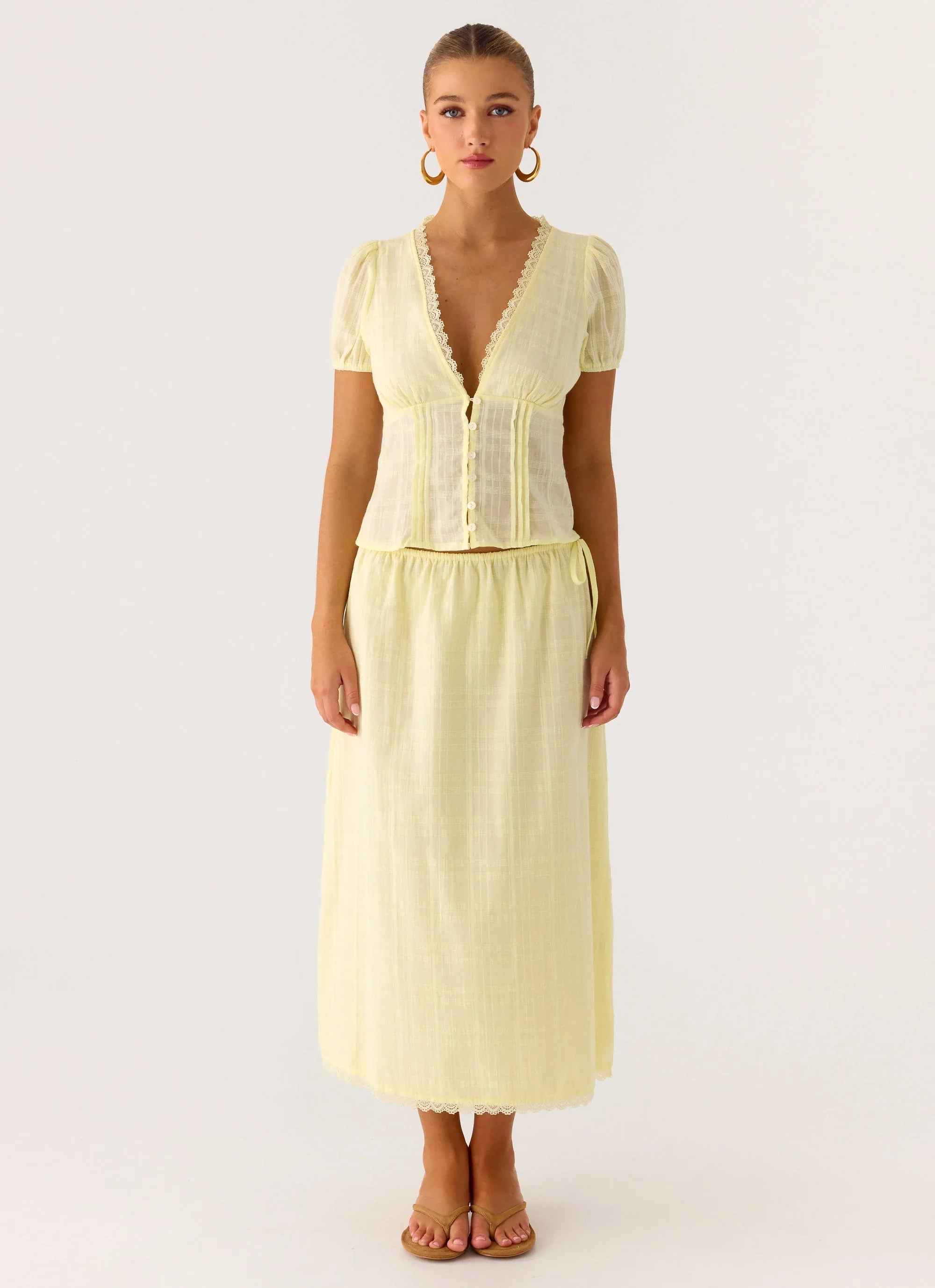 Sweet Lullaby Button Up Shirt - Lemon Yellow