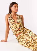 Not My Problem Hater Neck Top - Yellow Zebra