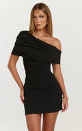 Kairose Mini Dress - Asymmetrical Sleeve Dress in Black