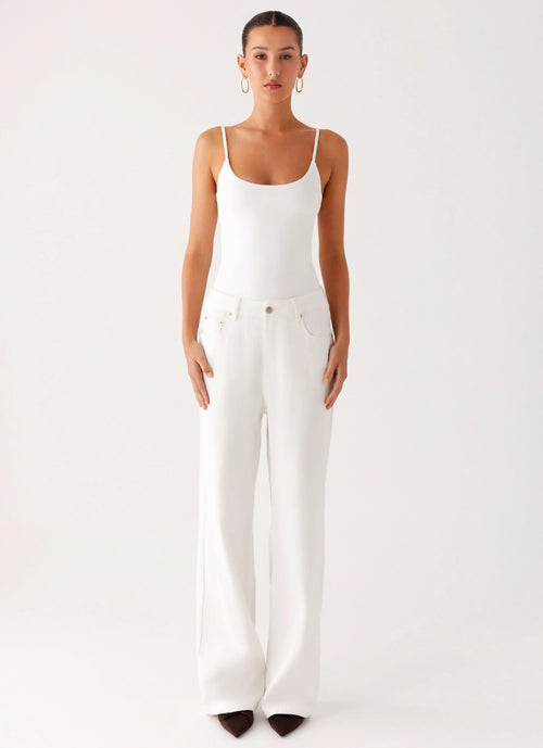 Back Again Straight Leg Denim Jeans - White