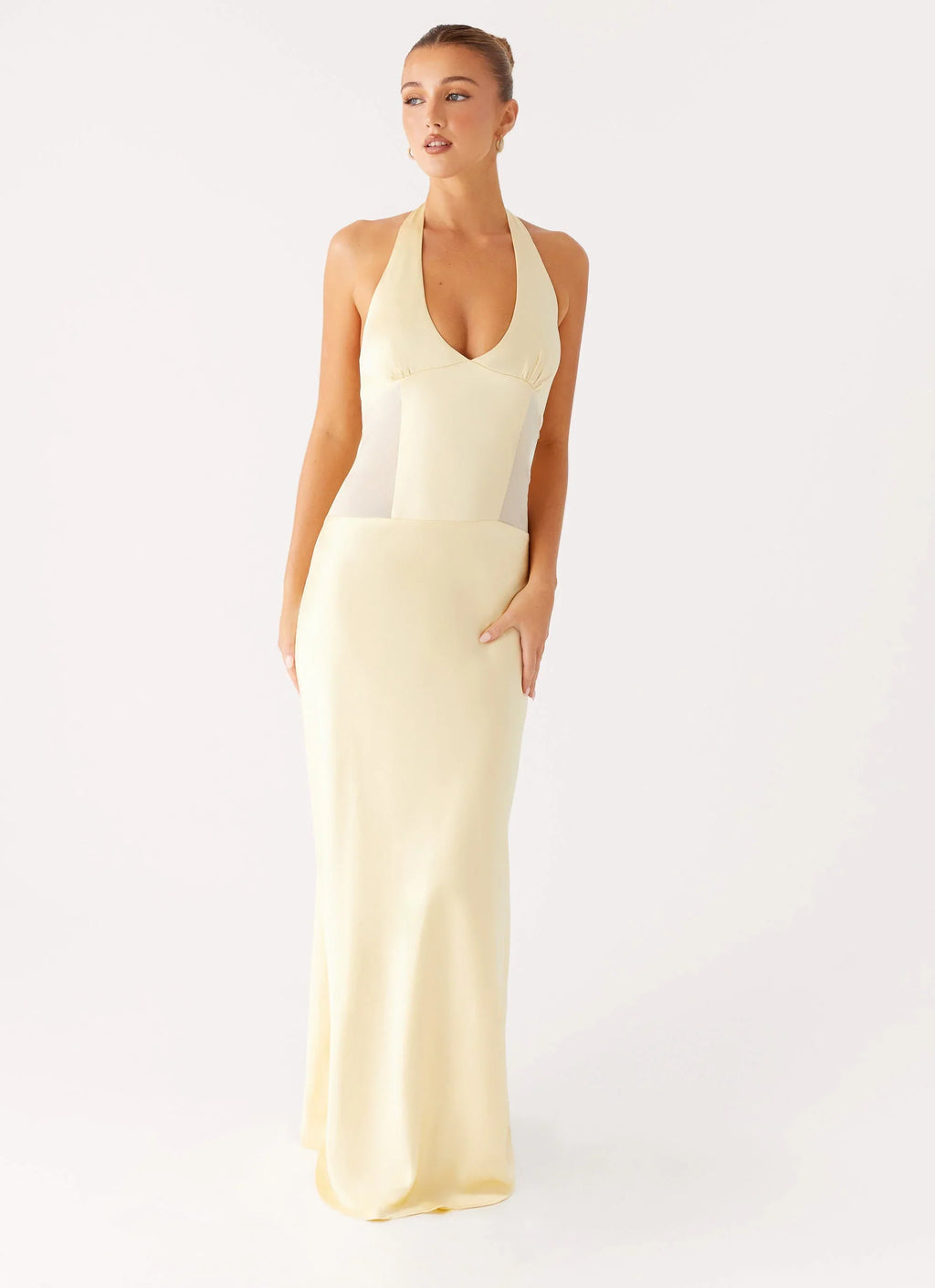 Ambre Mesh Panel Maxi Dress - Yellow