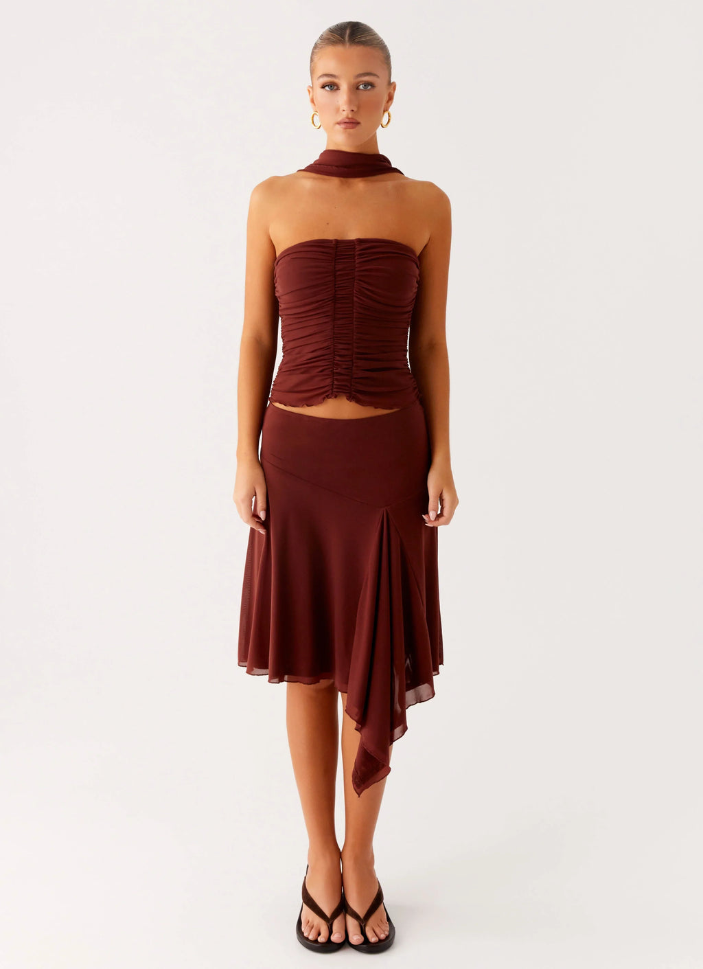 Mirage Scarf Top - Chocolate