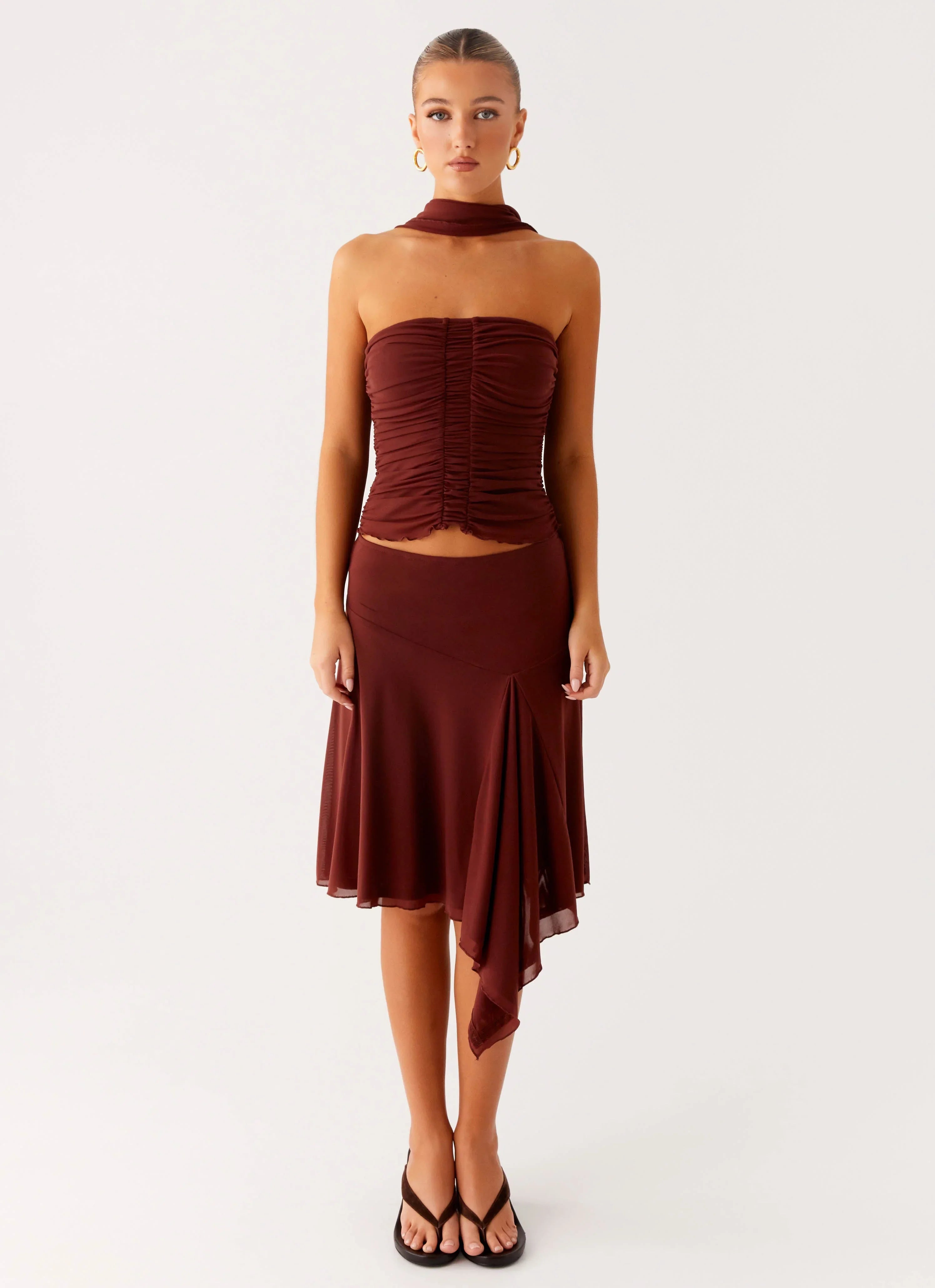 Mirage Scarf Top - Chocolate