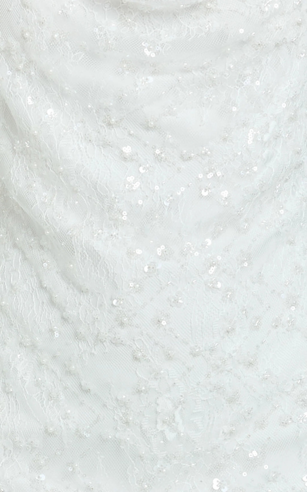 Alana Mini Dress - Sequin Lace Cowl Neck Dress in White