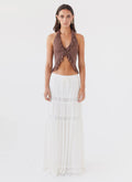Tanya Mesh Frill Top - Chocolate