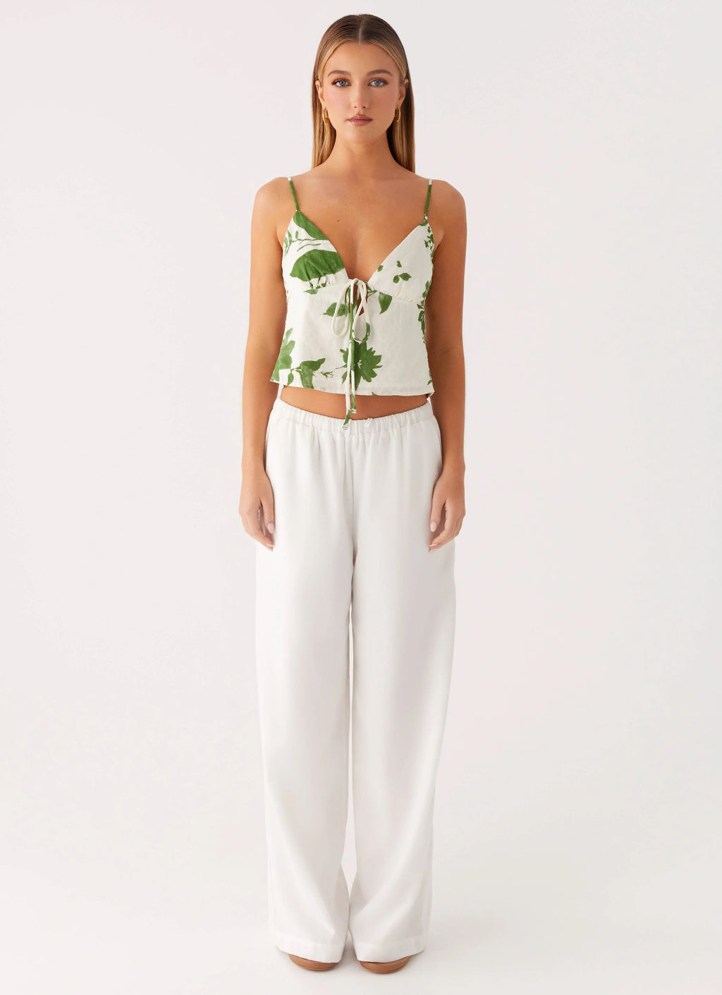 Faela Cotton Cami Top - Verdant Bloom