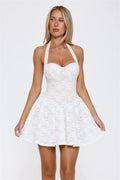 Delicate Daydream Halter Lace Mini Dress White