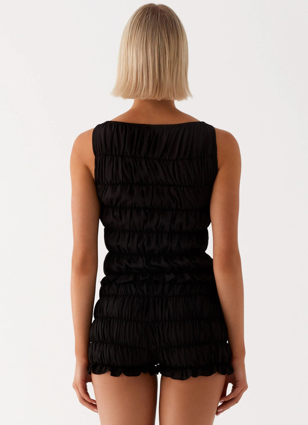 Messina Ruched Tank Top - Black