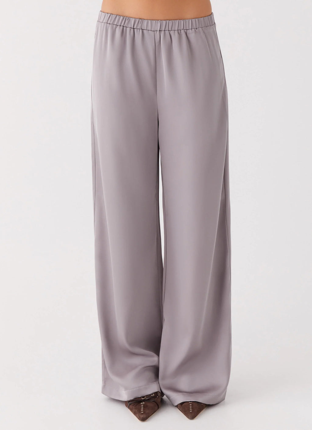 Palm Cove Satin Pants - Grey