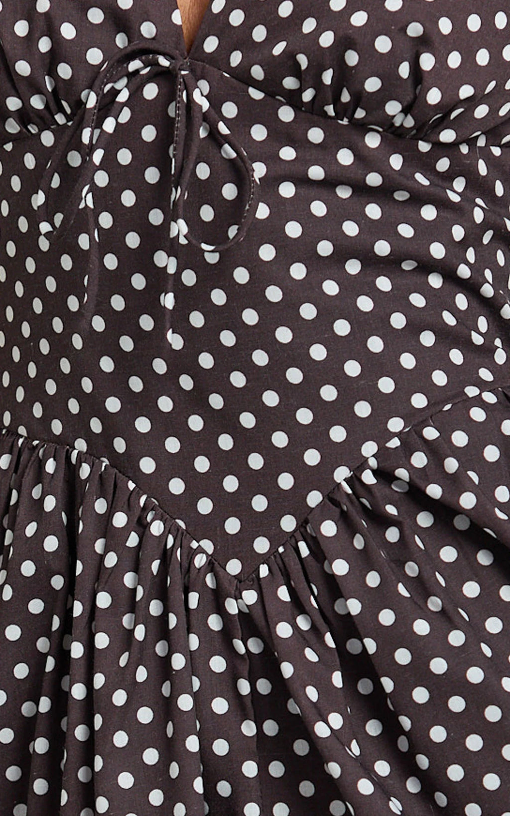 Abby Midi Dress - Neckline Dress in Chocolate Polkadot