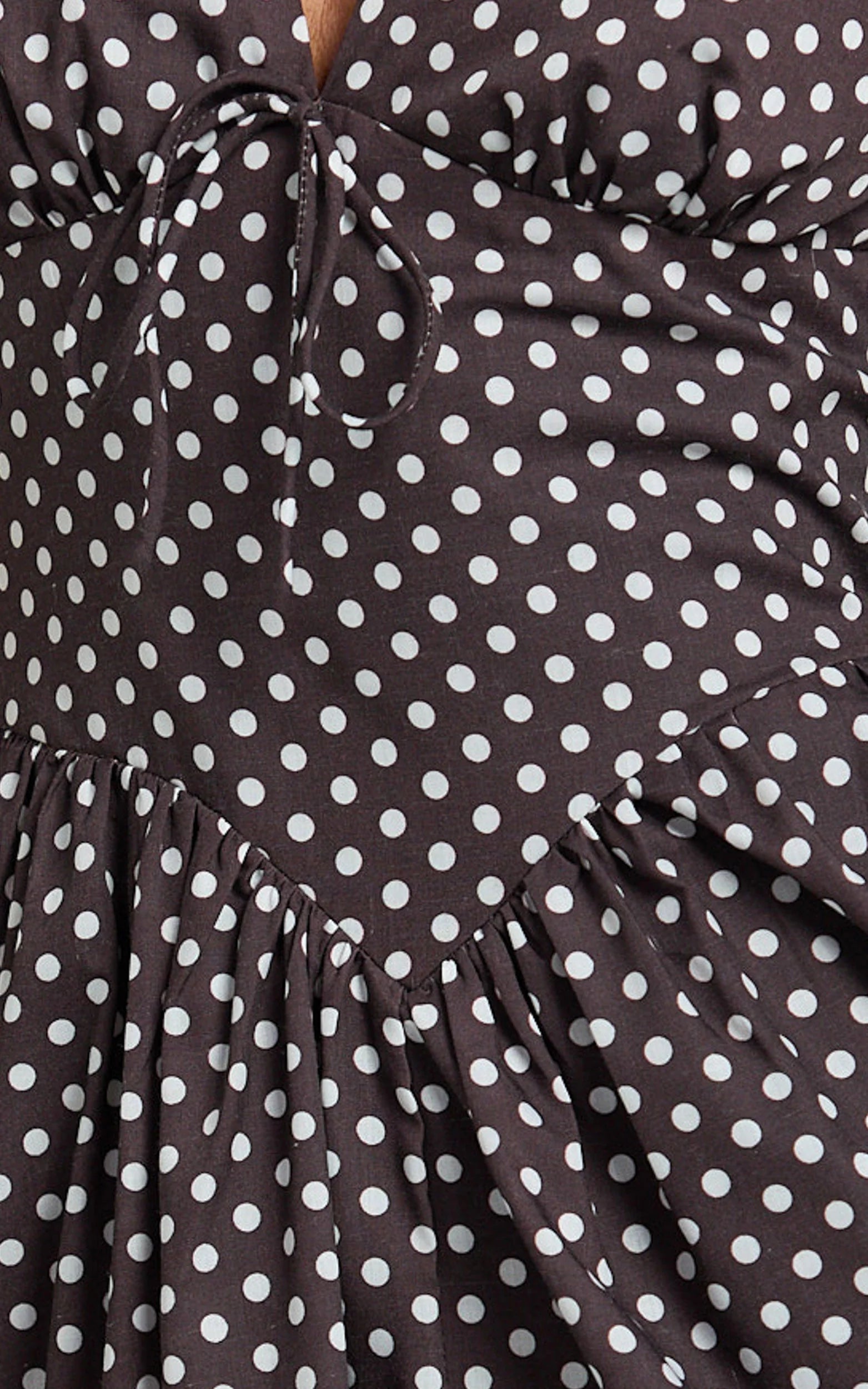 Abby Midi Dress - Neckline Dress in Chocolate Polkadot