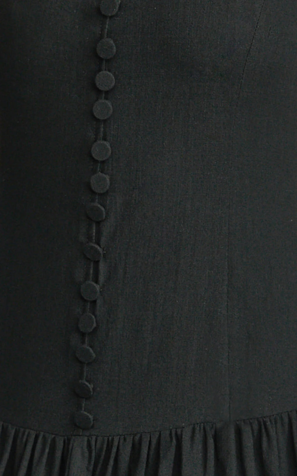 Cortez Maxi Dress - Square Neck Button Down Dropped Waist Dress in Black