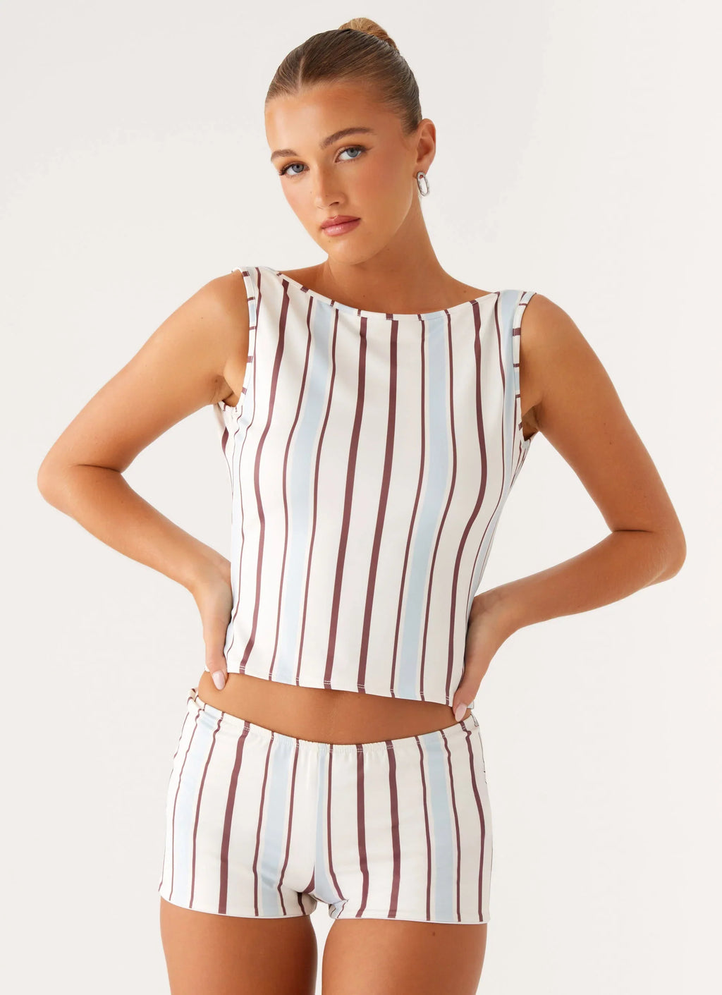 Sun's Out Low Rise Mini Shorts - Blue Stripe