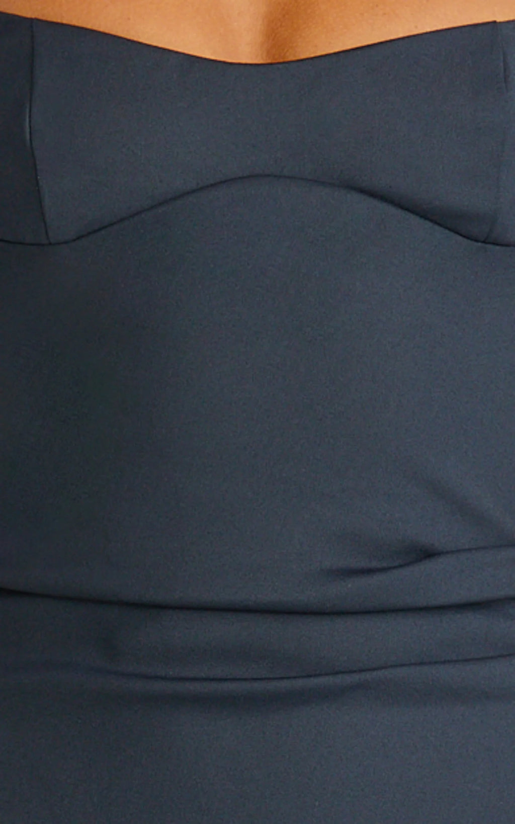 Benita Midi Dress - Scoop Neck Ruched Fitted Dress in Navy