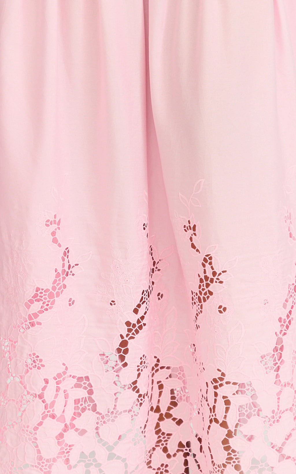 Everly Maxi Dress - Straight Neck Broderie Cut Out Hem Dress in Pink