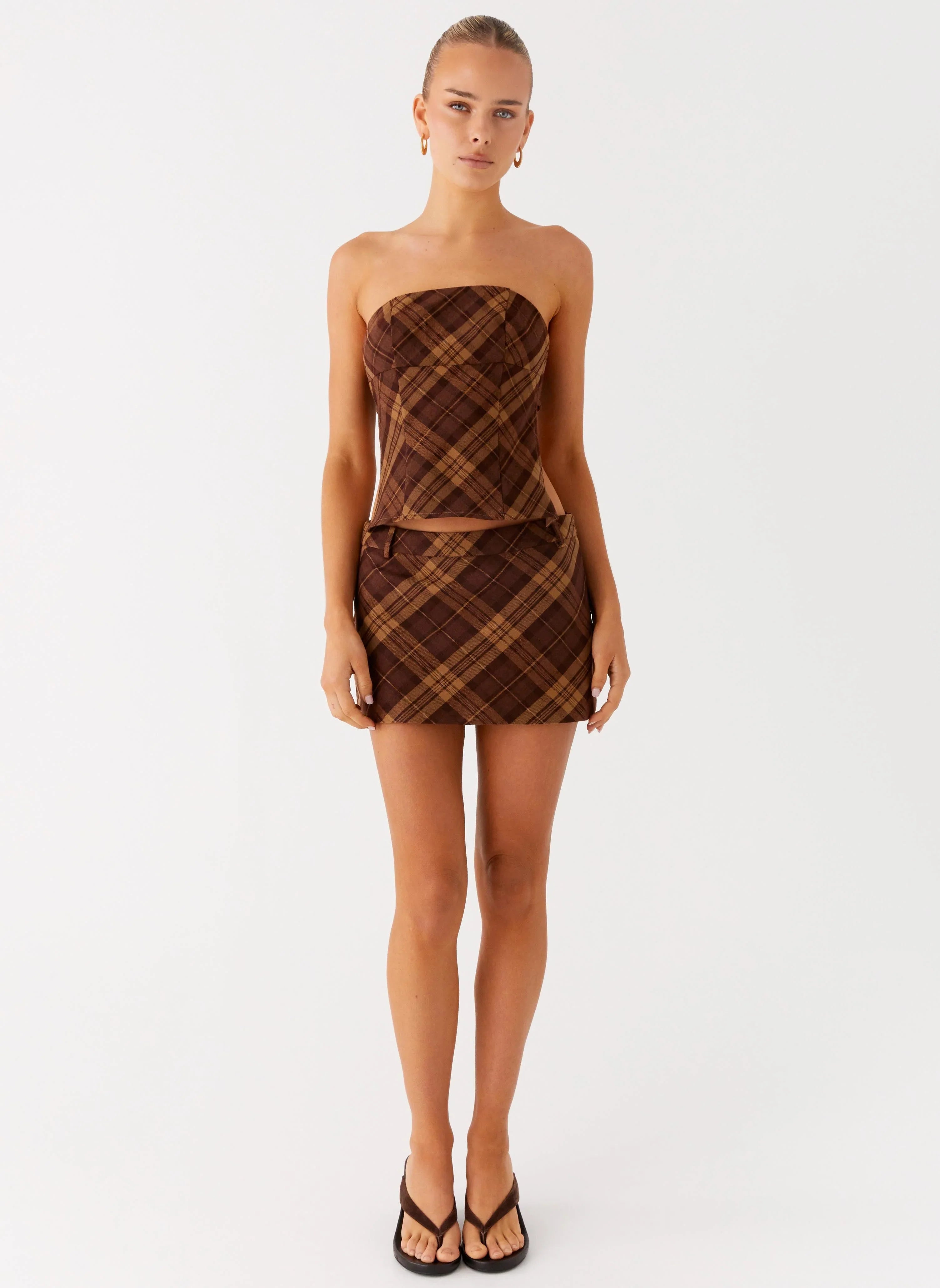 Kira Strapless Top - Plaid