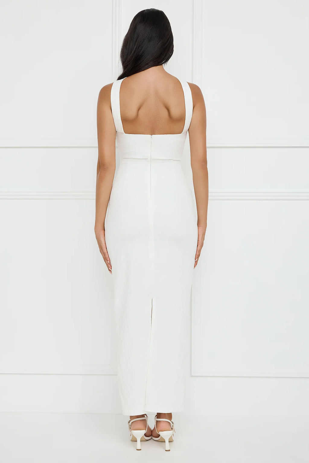 Stylish Fusion Halter Maxi Dress White