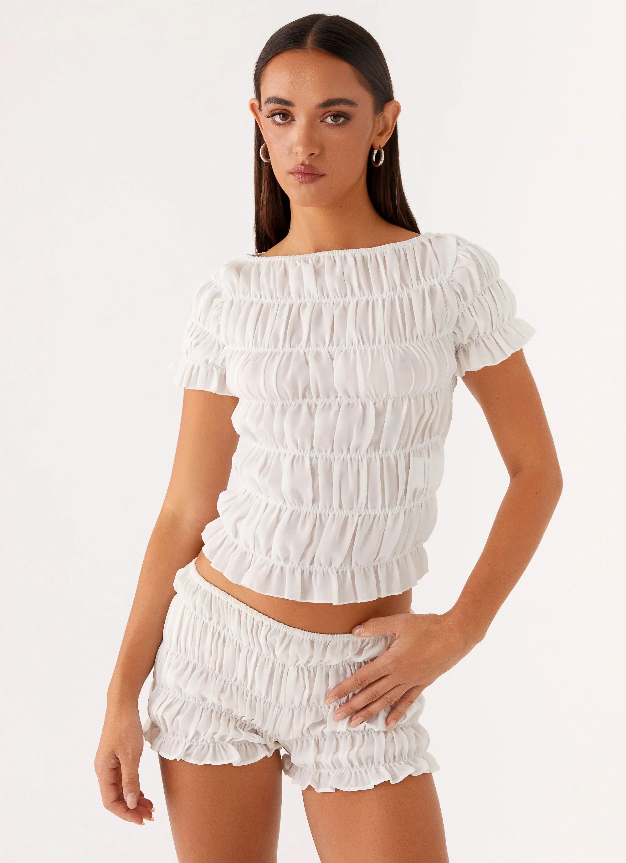 Mateo Ruched Top - White