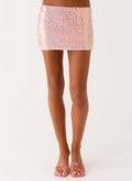 Been That Girl Knit Sequin Mini Skirt - Iridescent Pink