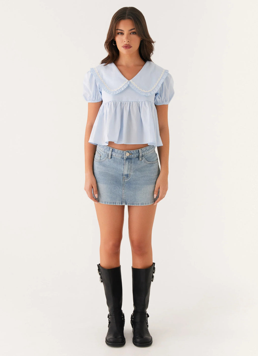 Sophie Babydoll Top - Blue