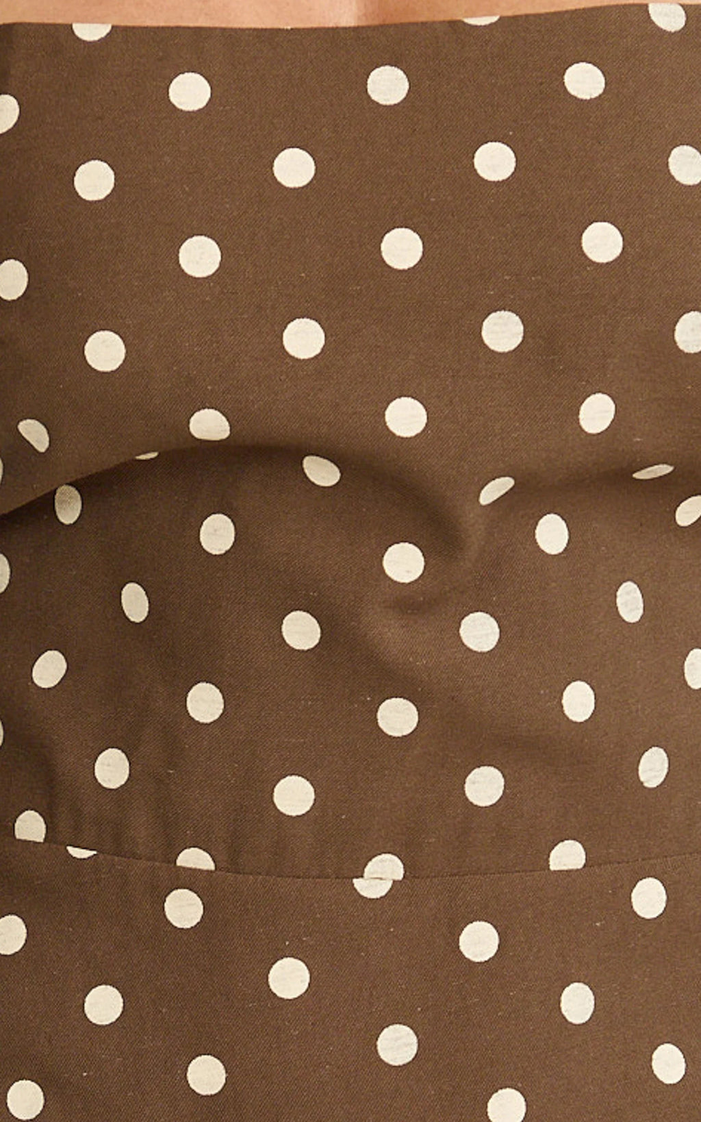 Leighton Maxi Dress - Cross Over Spaghetti Straps Square Neck A Line Dress in Choc/Cream Polka Dot