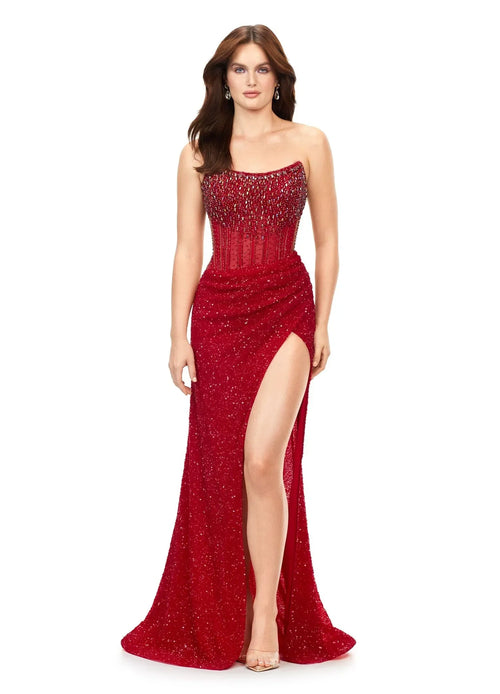 Ashley Lauren 11238 Corset Bustier Gown Wrap Skirt Evening Prom Dress