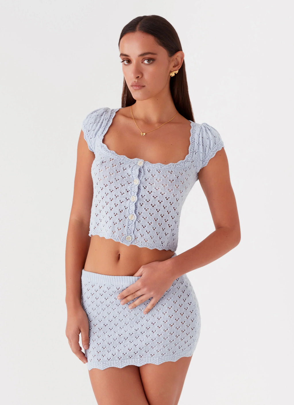 Blue Bird Knit Top - Blue Dusk