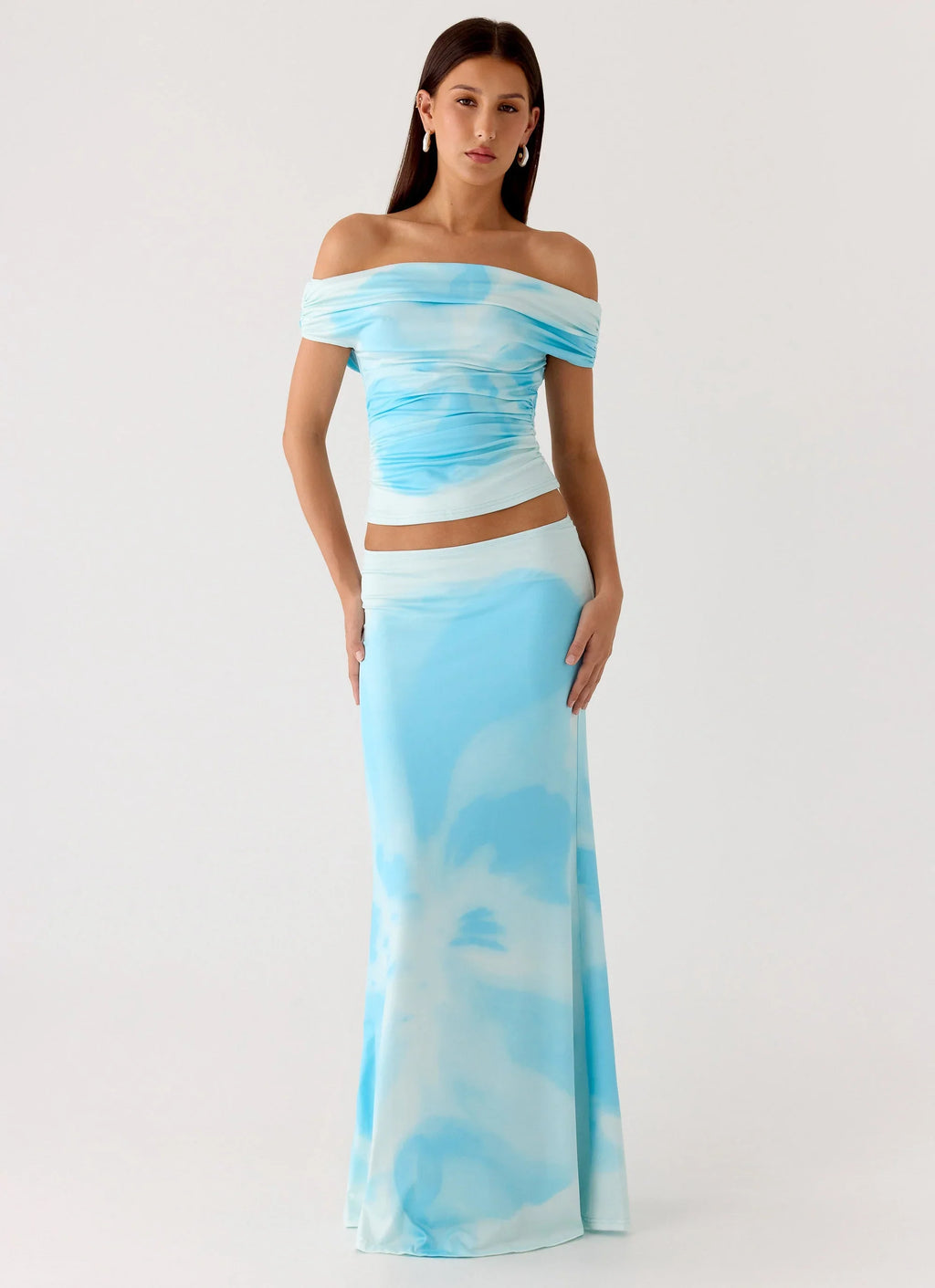 Moka Off Shoulder Top - Blooming Blue