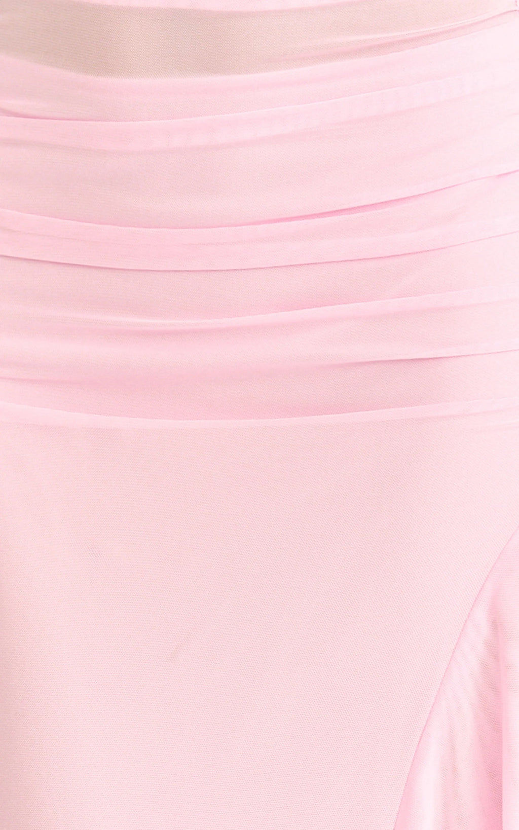 Almarie Midi Dress - Halter Neck Mesh Dress in Pink