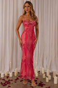 Teava Laced Waist Maxi Dress Abstract Pink