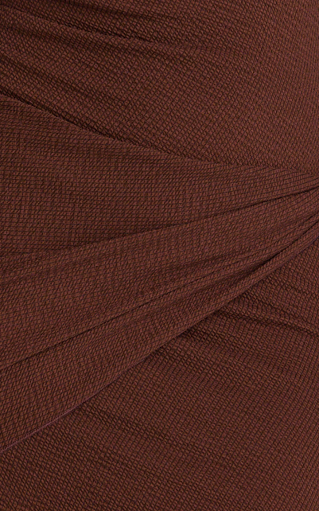 Noah Mini Dress - Off Shoulder Draped Skirt Jersey Dress in Chocolate