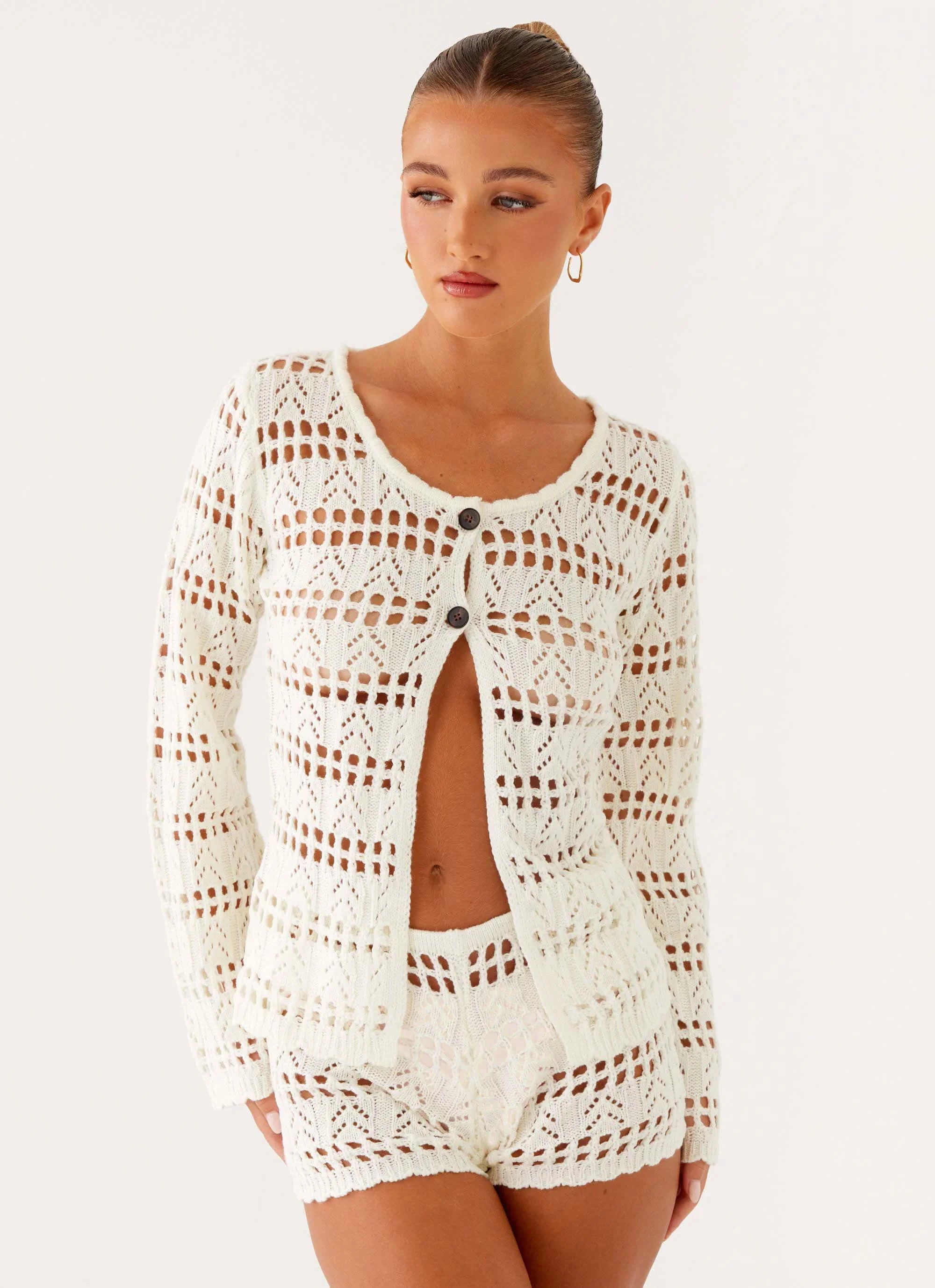 Baylock Crochet Shorts - White